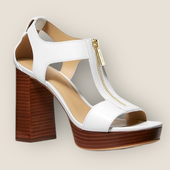 Michael Kors Berkley Leather Block-Heel Sandals – White, Size 9M (NWOB) - Picture 1 of 10